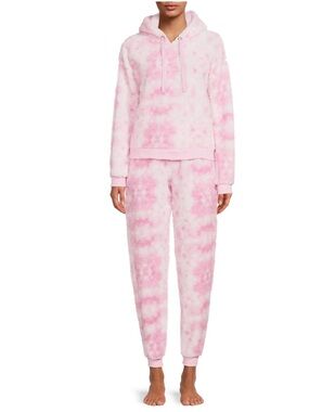 NWT The Cozy Corner Women's Hooded Faux Sherpa Top & Bottom Lounge Set, 2-Piece